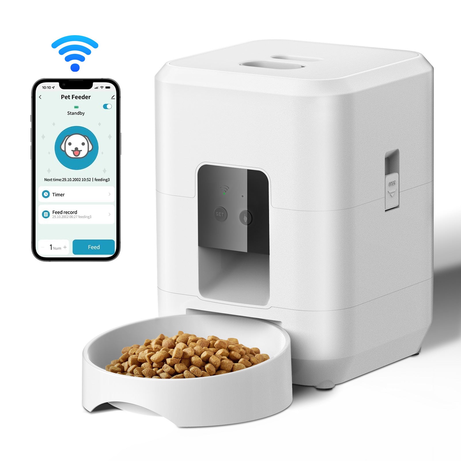 Pet smart feeder timed quantitative cat automatic feeding machine wifi remote video dog feeding machine