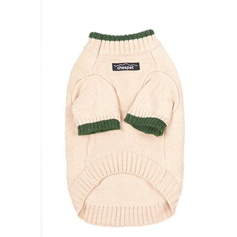 Fun Japanese contrast color two-leg sweater 21 autumn and winter pet sweater Teddy dog clothes small dog puppies warm