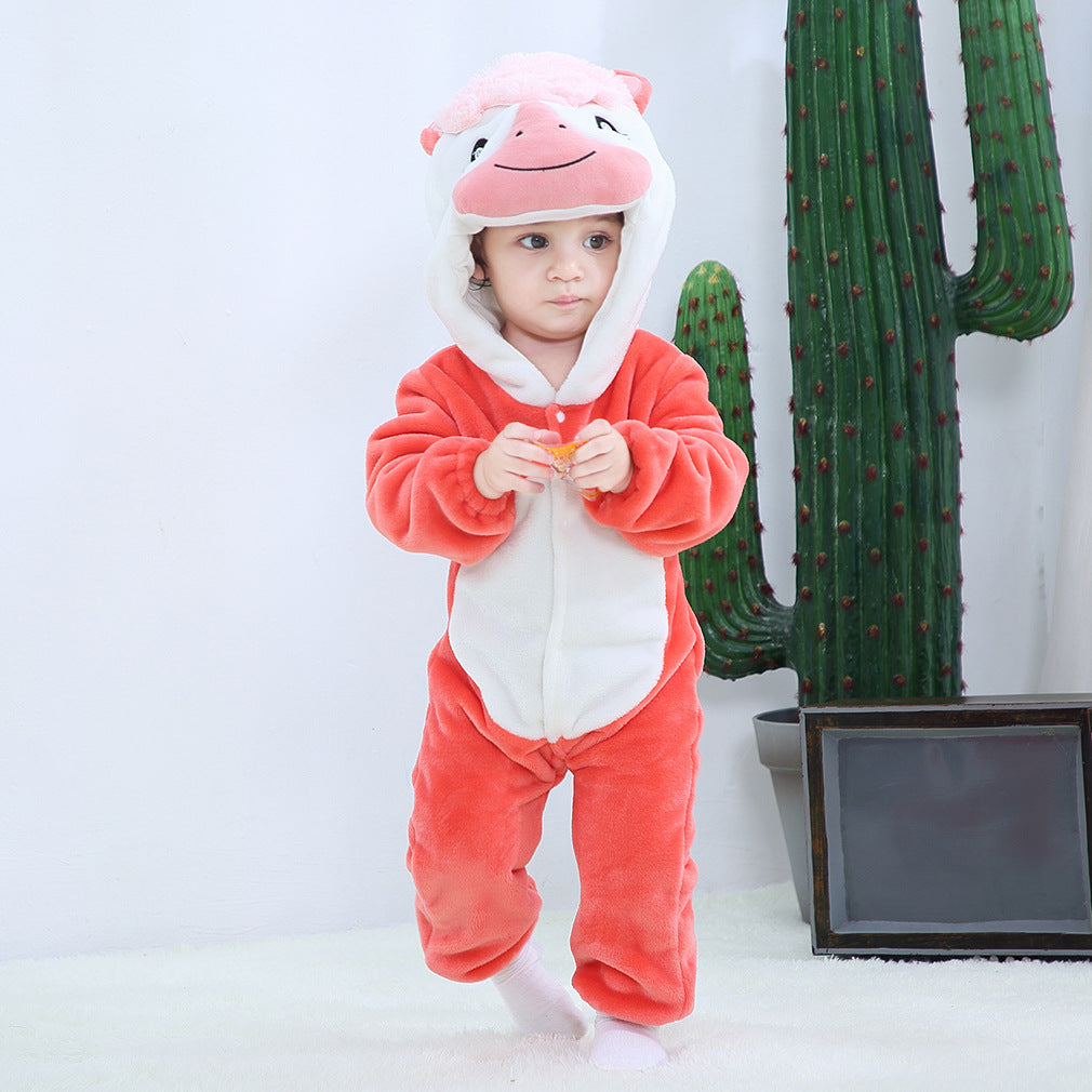 MICHLEY cross-border children's animal jumpsuits crawling clothes baby large size crawling clothes infant flannel crawling clothes