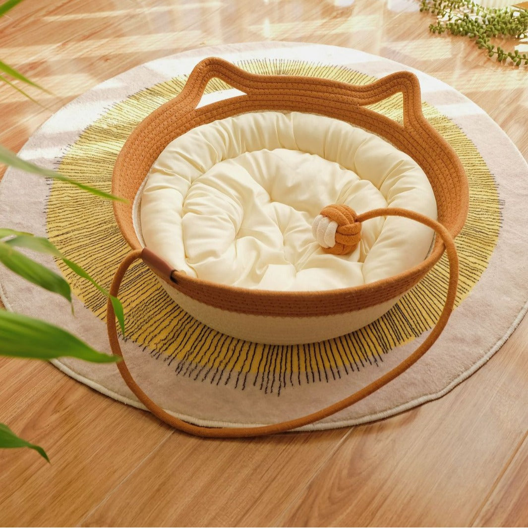 Rattan cat nest for all seasons, woven cat nest, Teddy dog nest, pet mat, toy ball, cat nest manufacturer wholesale
