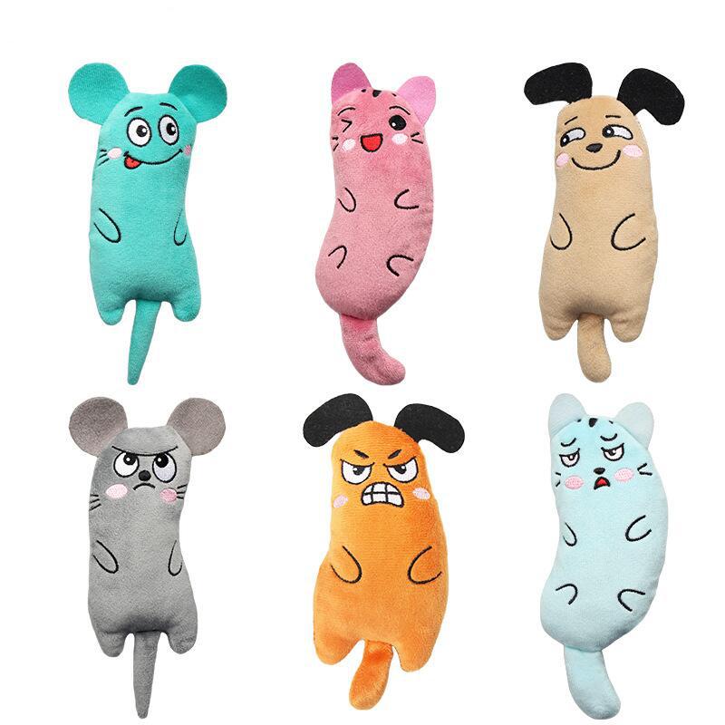 Cat Toys Pet Plush Embroidery Catnip Toy Animal Expression Ears Tail Bite Resistant Teething Cat Toy