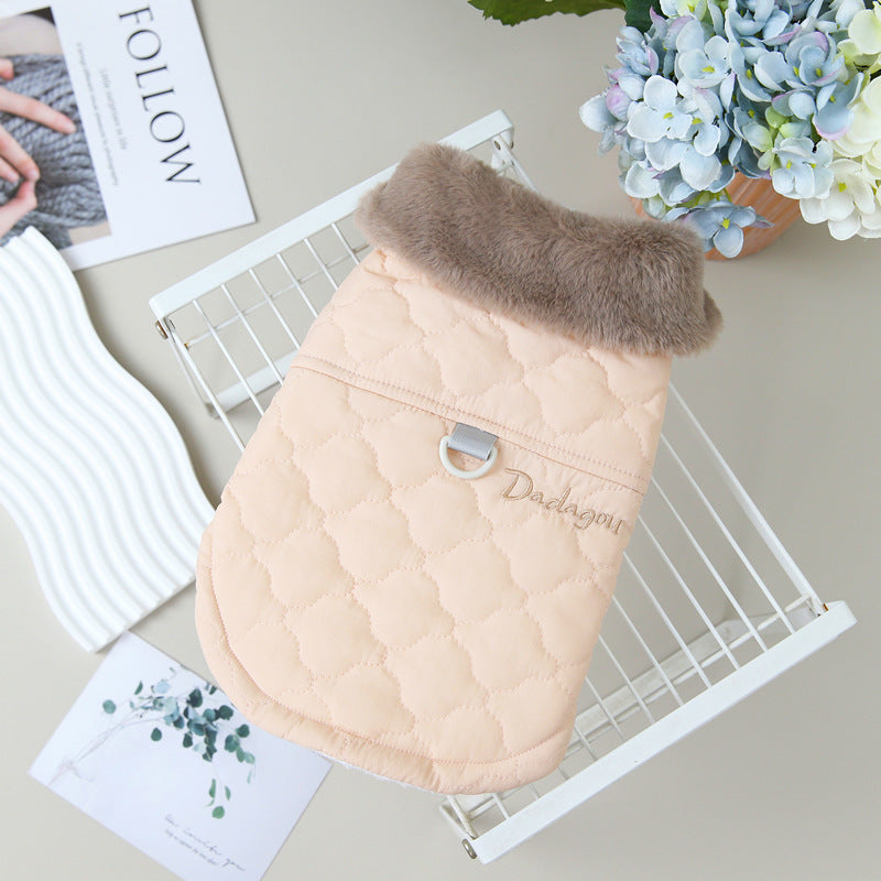 Pet clothing dog clothes autumn and winter new vest cat puppy pet clothes 22 fur collar three-color cotton coat