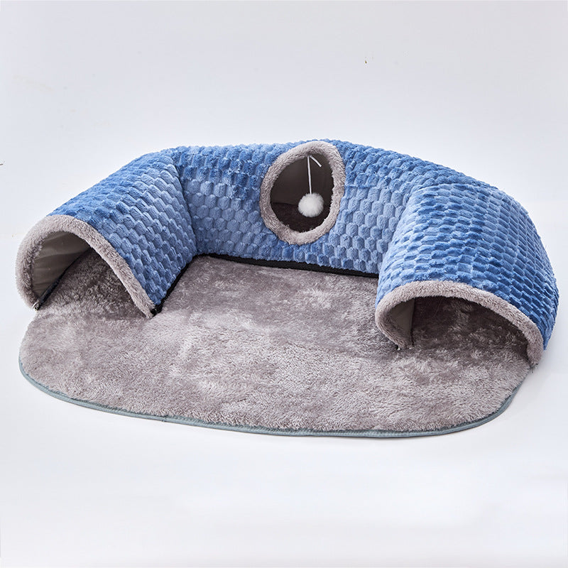 Popular autumn and winter cat nest tunnel hide and seek play sleep all-in-one multifunctional cat toy warm mat pet nest