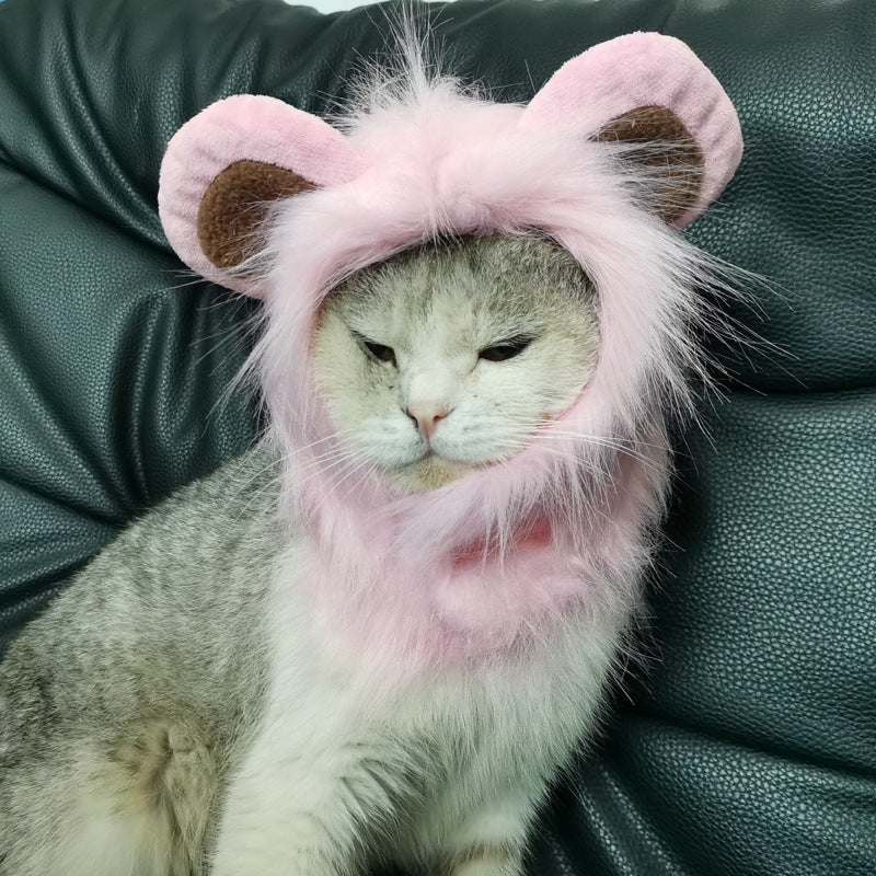 Halloween costumes for cats and dogs to be cute, universal adjustable Velcro autumn and winter lion transformed pet hat