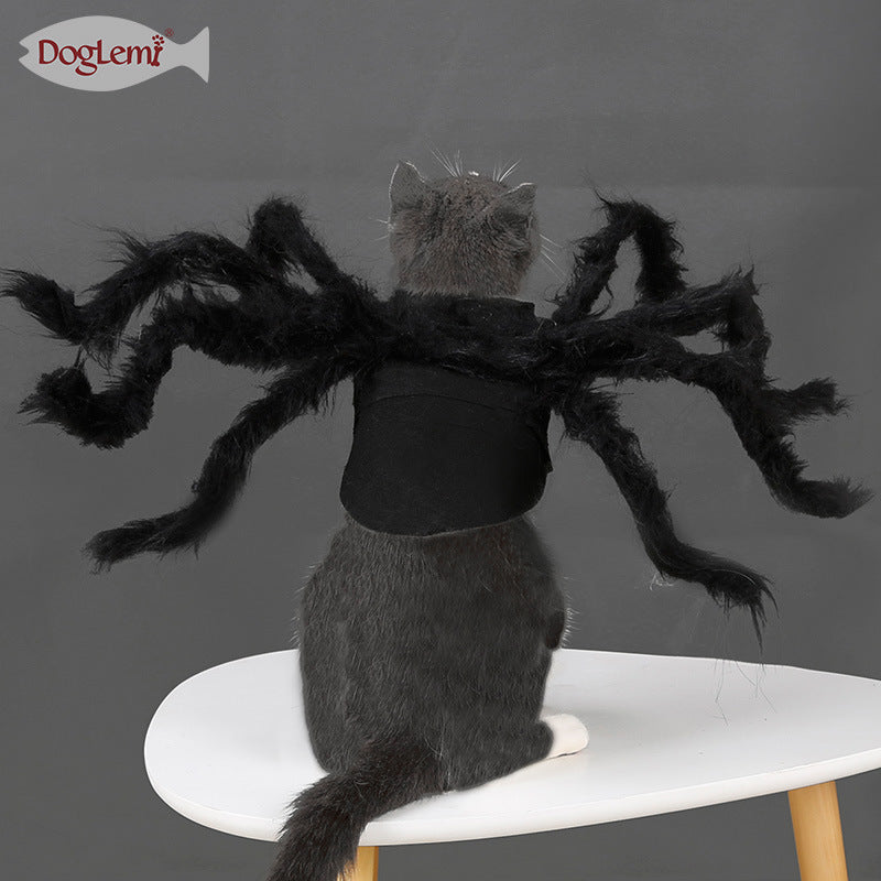 Halloween hot selling pet spider clothes for dogs and cats horror simulation plush spider transformation costume pet accessories