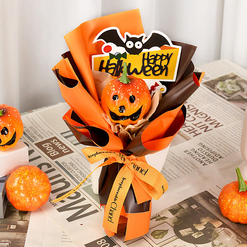Halloween bouquet Amazon ghost face pumpkin bouquet finished shopping mall party kapok scene layout simulation flower