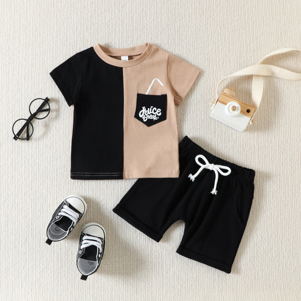 European and American children's clothing boys summer clothing new style children's short-sleeved shorts two-piece suits trendy baby summer suits wholesale
