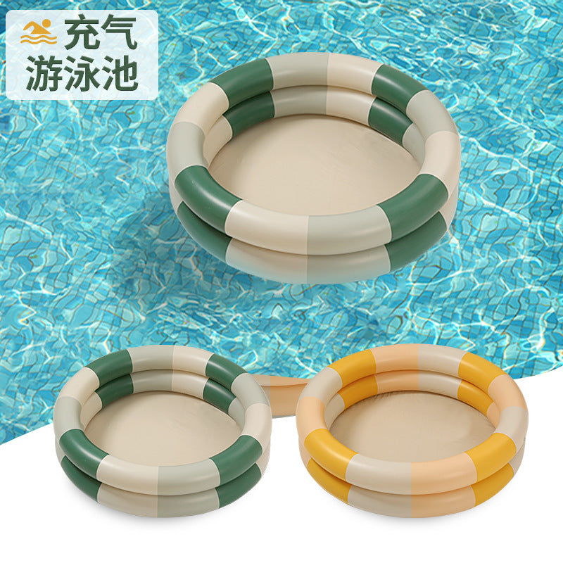 Wanmei ins Danish retro striped inflatable swimming pool baby dinosaur pool thickened home ocean ball pool