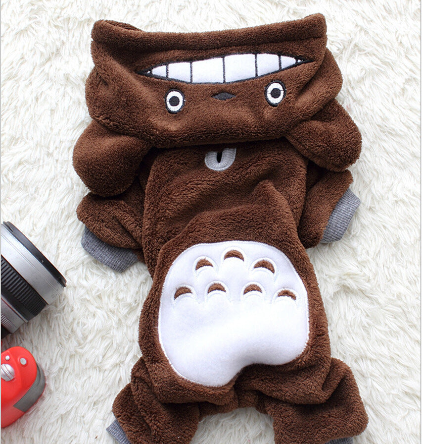 Cat Transformation Suit Teddy Small Dog Costume Warm Dog Clothes Pet Clothes Autumn and Winter Models Four-legged Hooded