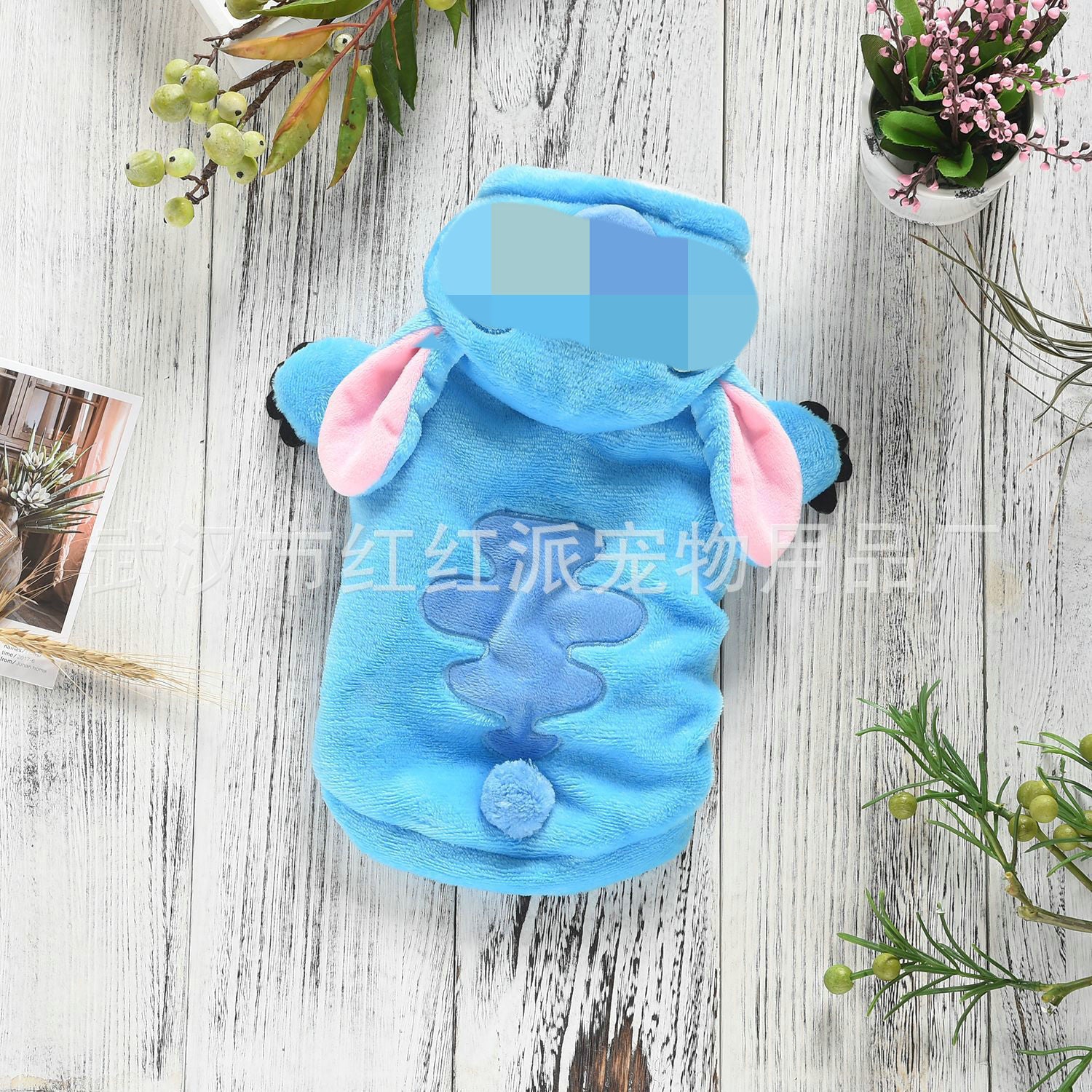 HONGHONG Stitch transformation costume winter flannel pet clothing cute two-legged dog clothes