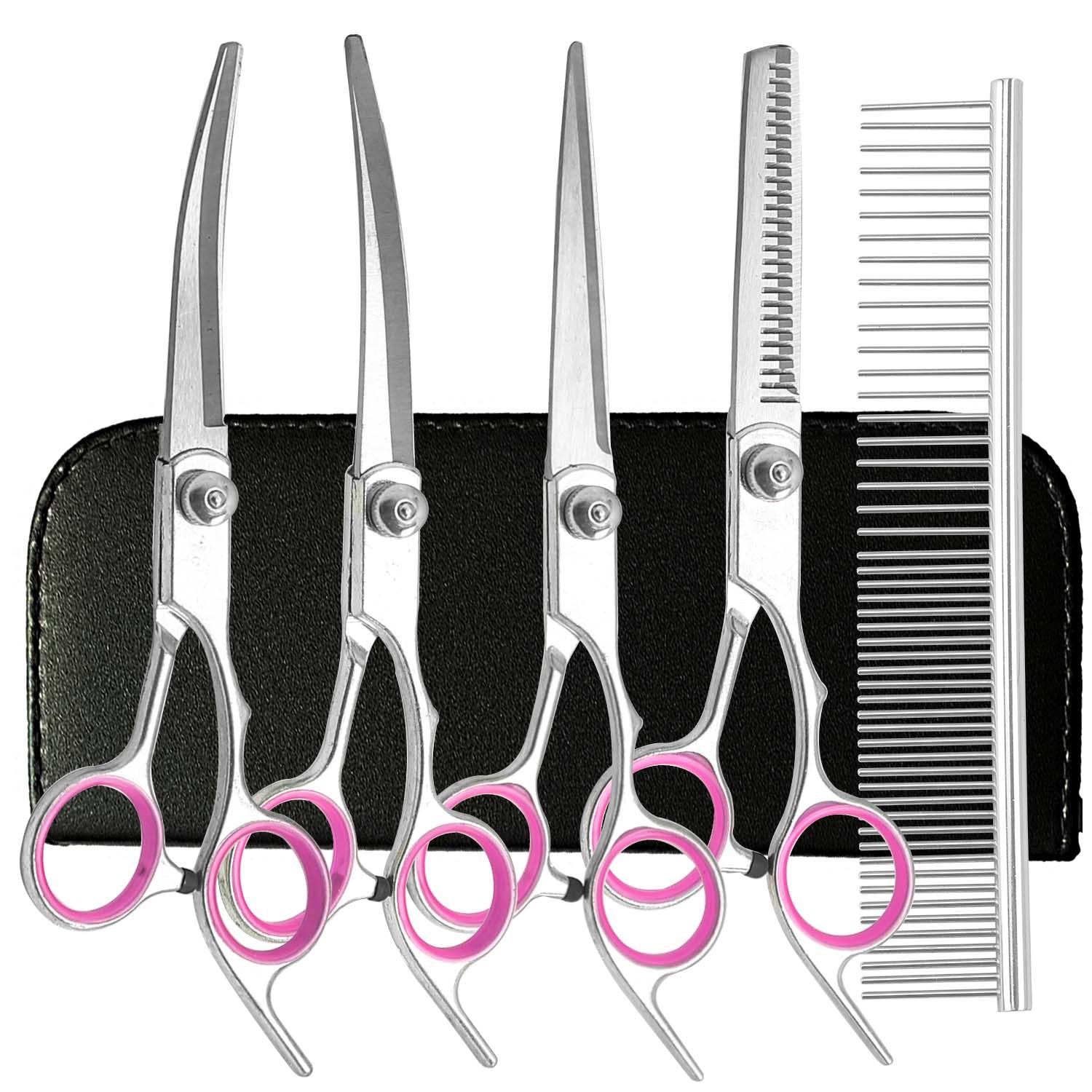 Cross-border wholesale direct sales pet scissors dog hair trimming scissors curved scissors thinning teeth scissors pet grooming scissors