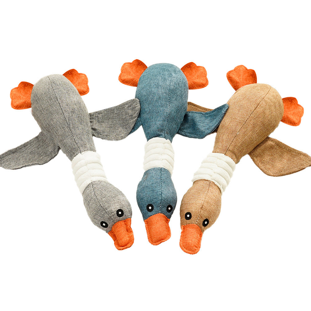 Dog and cat three-color wild goose plush sound toy grinding teeth resistant to bite self-entertainment pet supplies manufacturers wholesale