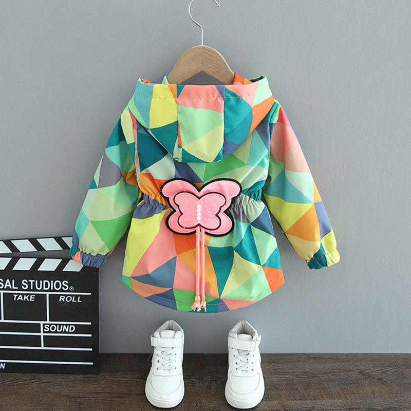 Girls' coats spring and autumn styles 2025 new children's spring jackets small and medium-sized children's baby windbreaker fashionable butterfly