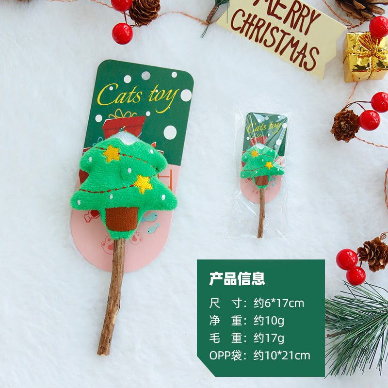 Pet Christmas cat toy snowman vent doll cat toy kitten wood Tianjiao teething stick pet supplies