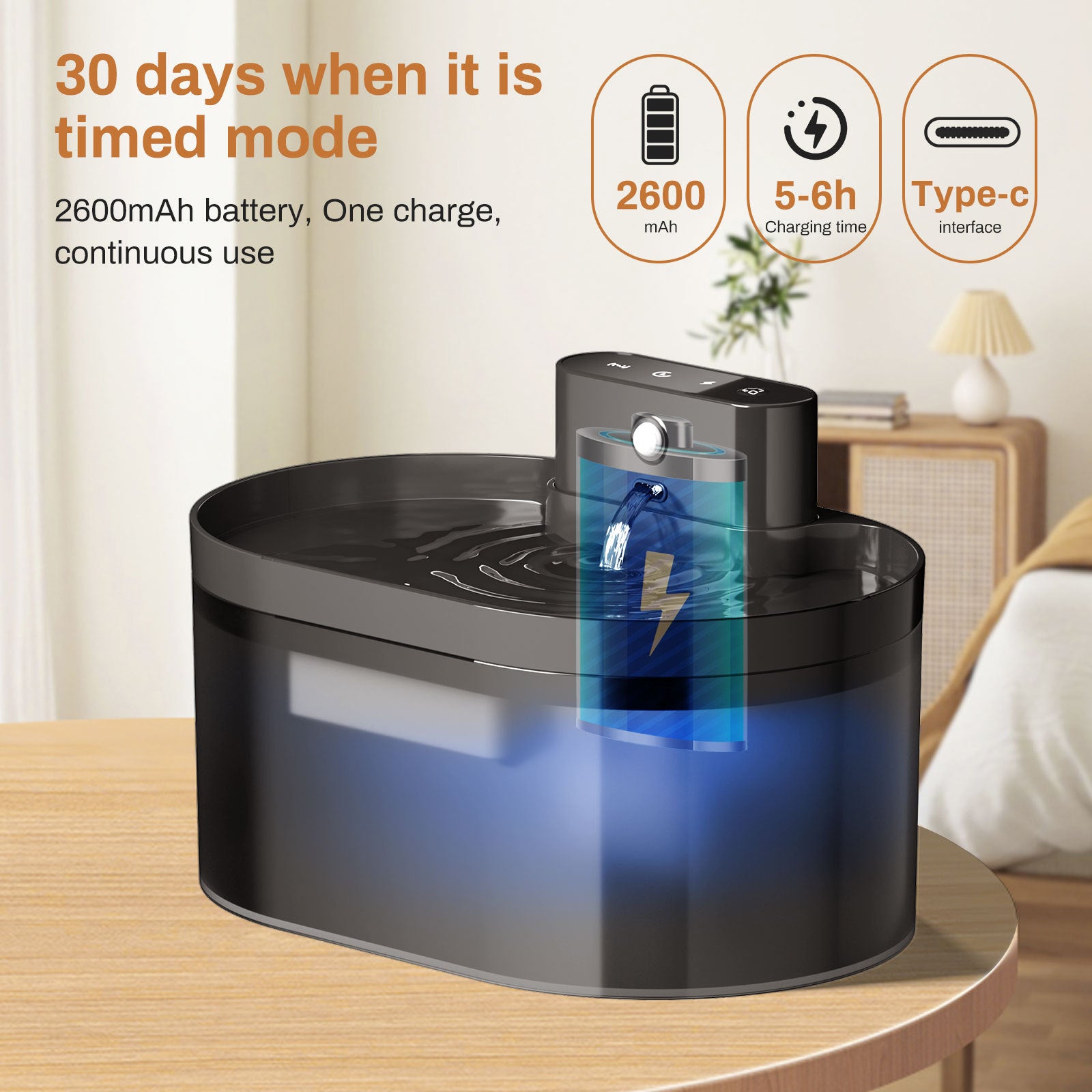 Cross-border cat drinking fountain rechargeable wireless non-plug-in circulating water pet automatic water feeder dog drinking water bowl