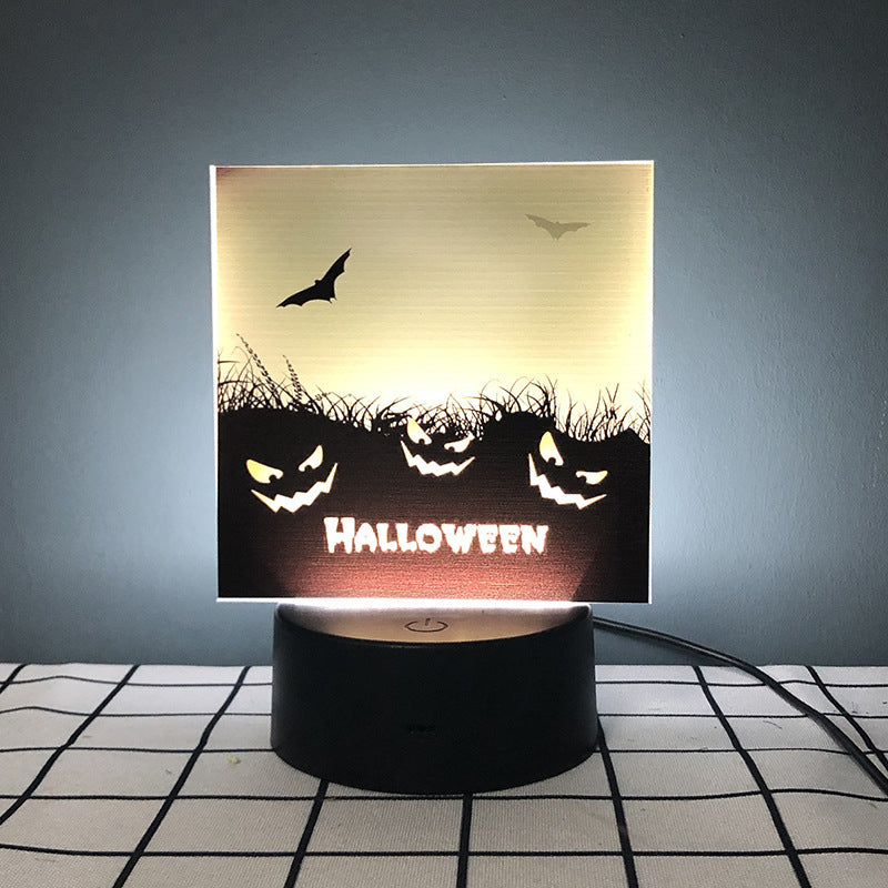 Cross-border European and American Halloween creative products pumpkin bat pattern night light scene layout props night decoration