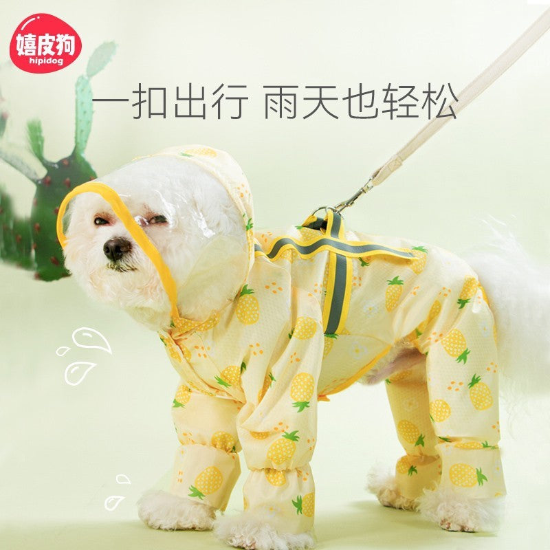 Puppy dog raincoat four-legged waterproof all-inclusive Teddy raincoat pet rain clothes for small and medium-sized dogs Bichon Pomeranian