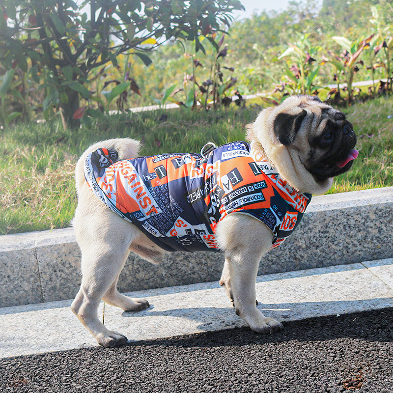 Plush and thickened cold-proof warm pet cotton coat waterproof autumn and winter dog cotton coat ski suit small, medium and large dog clothes