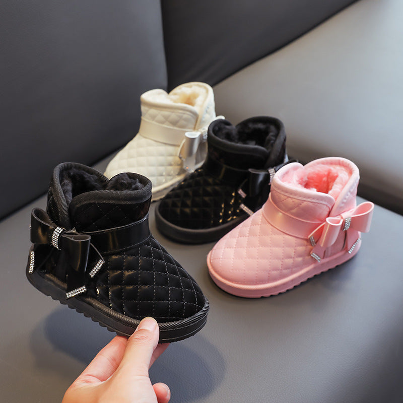 Girls snow boots foreign trade wholesale plus velvet thick waterproof non-slip baby cotton shoes autumn and winter new warm shoes children's shoes