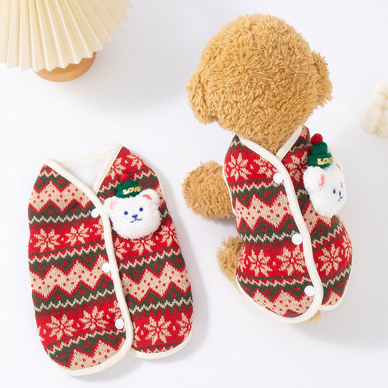Dog clothes autumn vertical Christmas bear winter vest Teddy warm cat clothes pet clothing