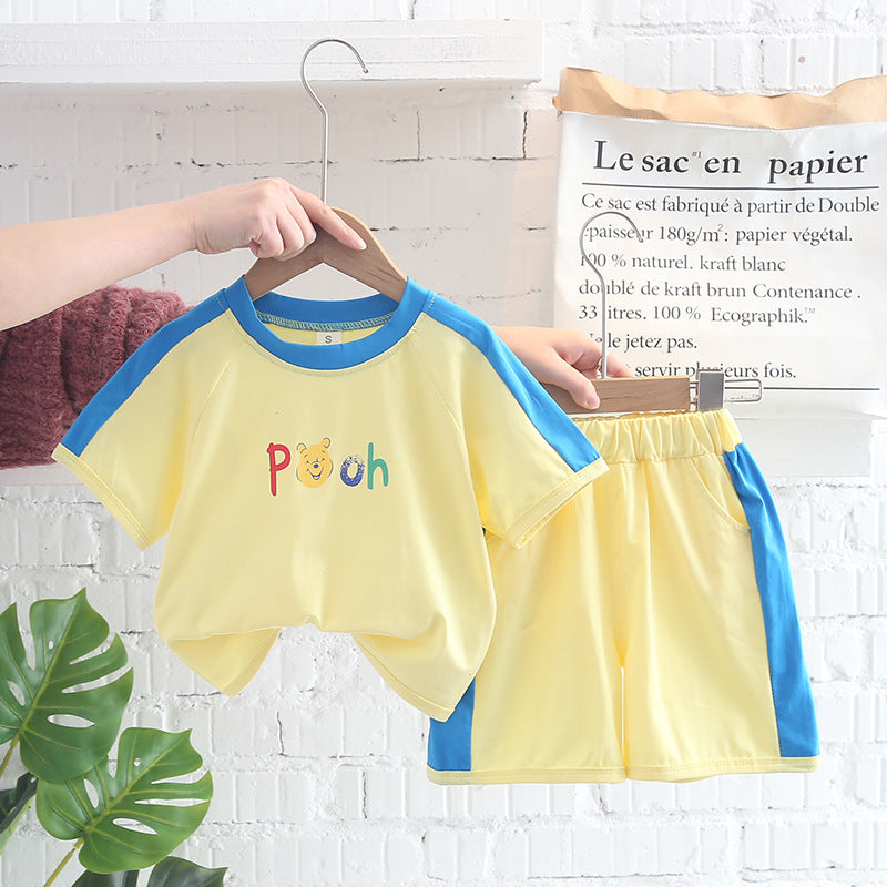 2023 children's clothing summer new style children's clothing boys baby infant suit T-shirt short-sleeved two-piece suit Korean version cross-border