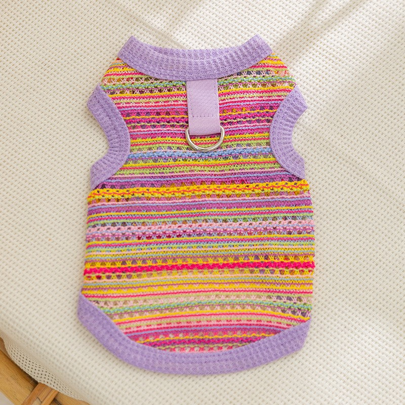 Three-dimensional small flower traction sling spring and summer thin dog clothes Teddy Yorkshire terrier small puppy pet clothes