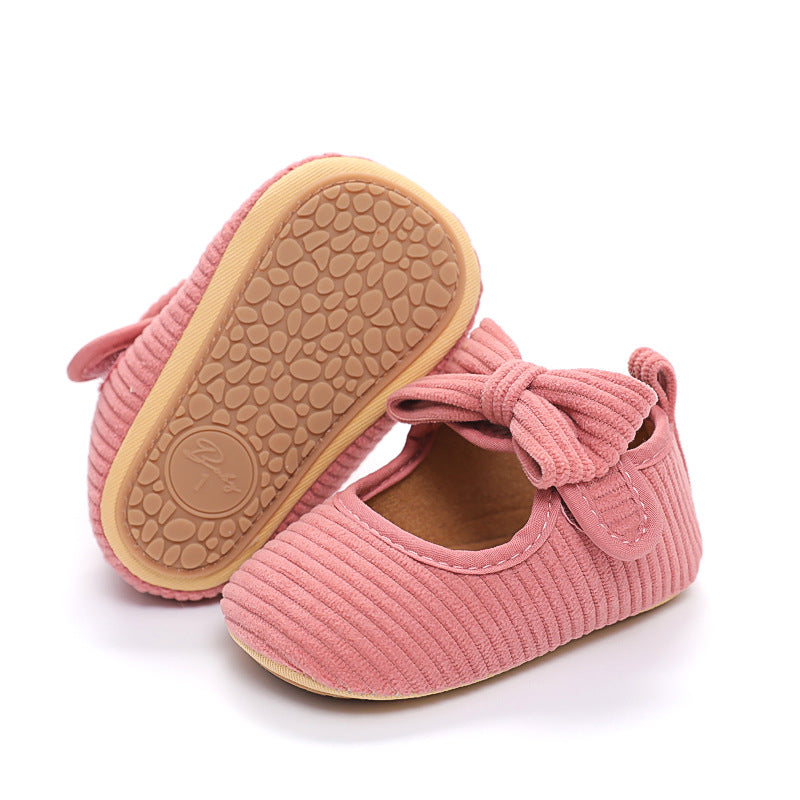 2022 new spring cross-border best-selling baby shoes bowknot rubber sole non-slip toddler shoes princess shoes dropshipping
