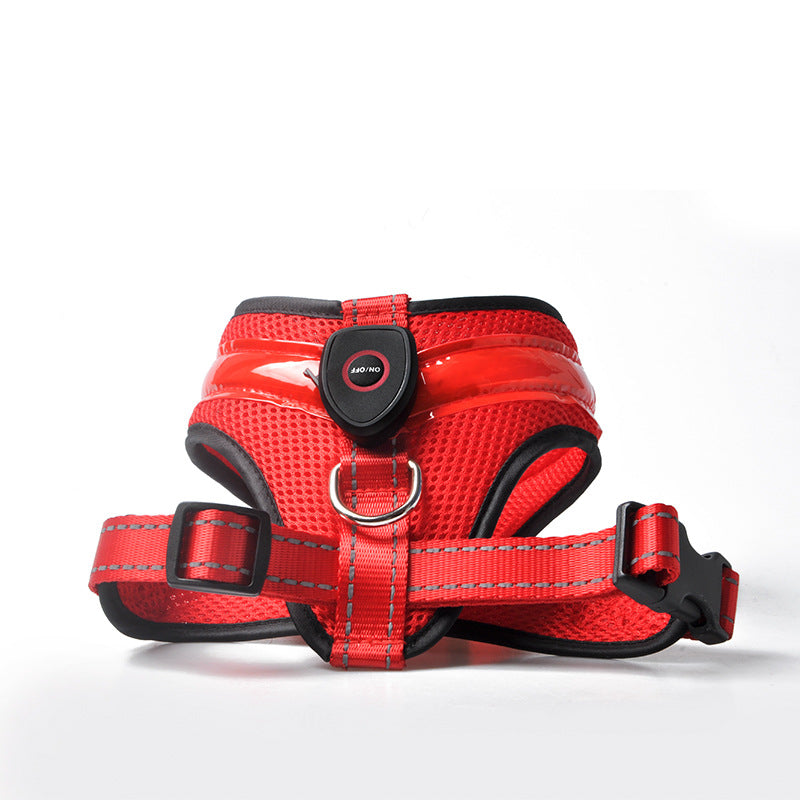 Dog luminous vest LED pet luminous chest harness cat night fluorescent flash clothes factory direct supply