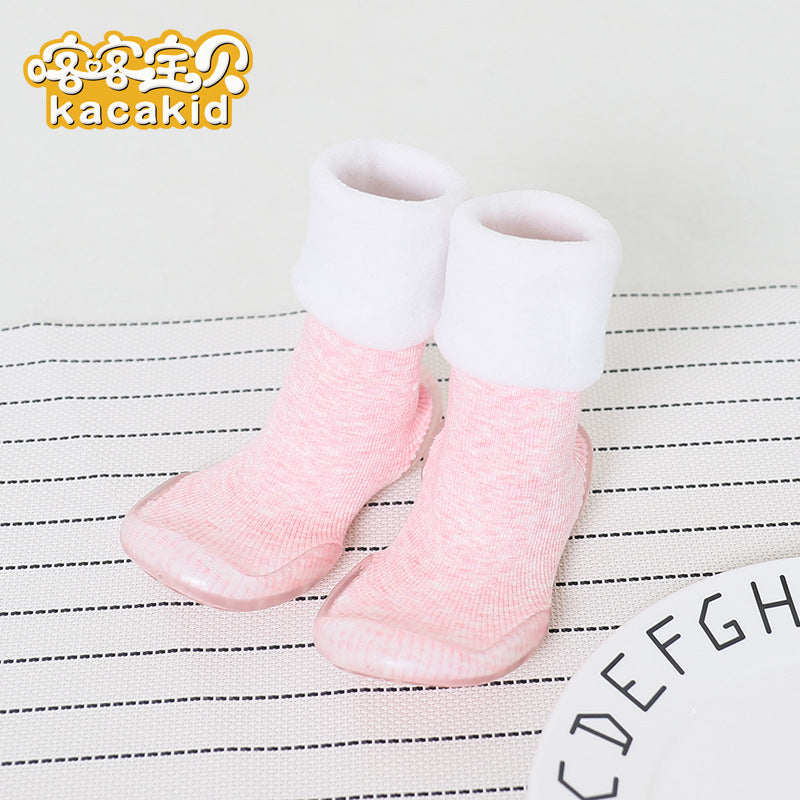 Anti-slip children's indoor shoes, baby floor shoes, outdoor rubber-soled children's shoes, toddler shoes, terry winter shoes and socks