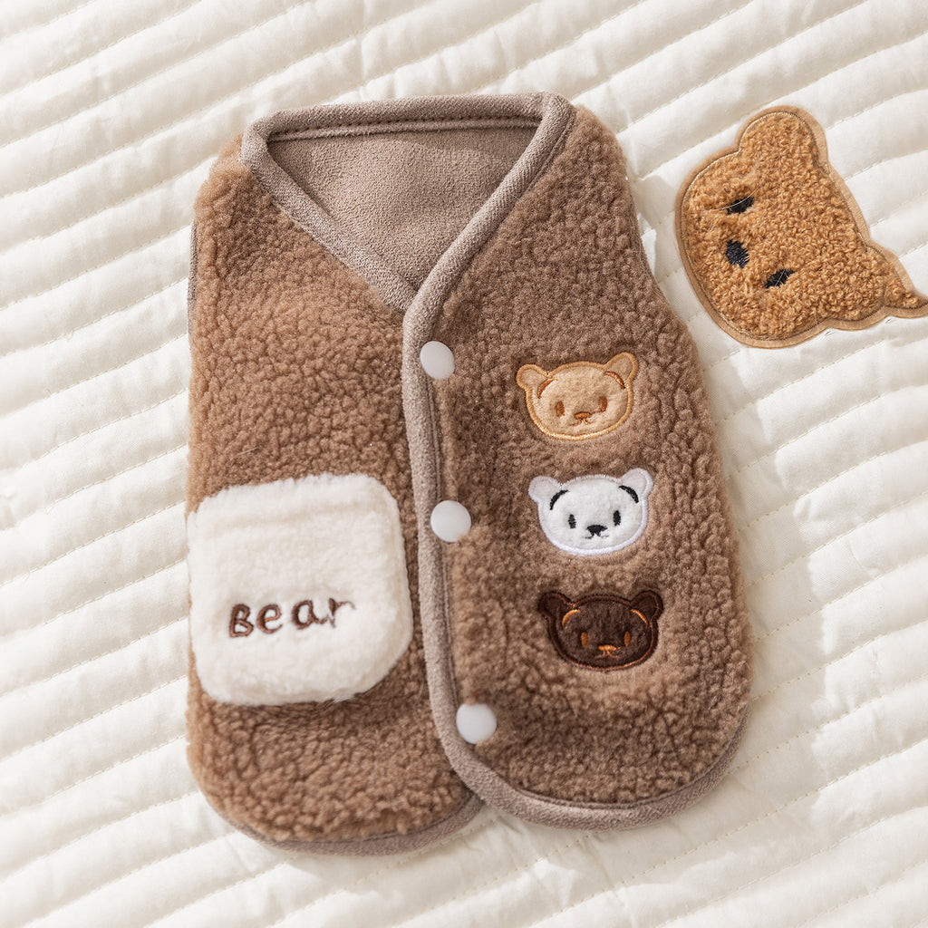 New autumn and winter Korean version dog cute cartoon small and medium-sized dog bear sweatshirt cat Teddy pet dog clothes