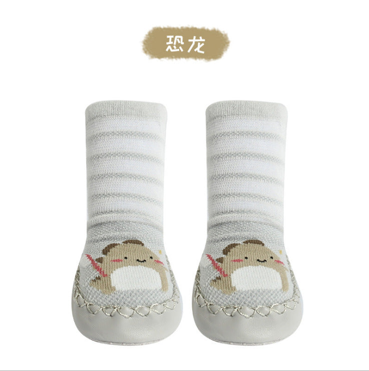 Baby Mesh Floor Socks Spring and Summer Korean Cartoon Thin Breathable Baby Leather Bottom Socks Striped Loose Children's Socks