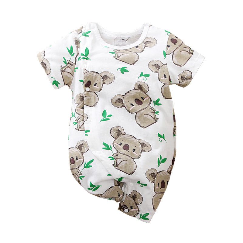 Baby jumpsuit summer clothes baby short-sleeved clothes ins style newborn cartoon animal crawling cotton romper