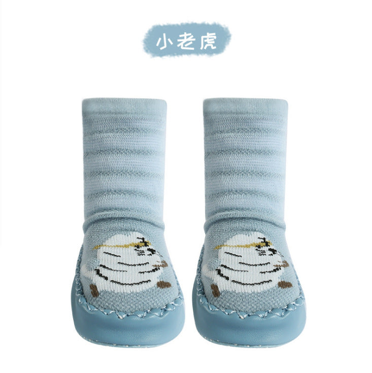 Baby Mesh Floor Socks Spring and Summer Korean Cartoon Thin Breathable Baby Leather Bottom Socks Striped Loose Children's Socks