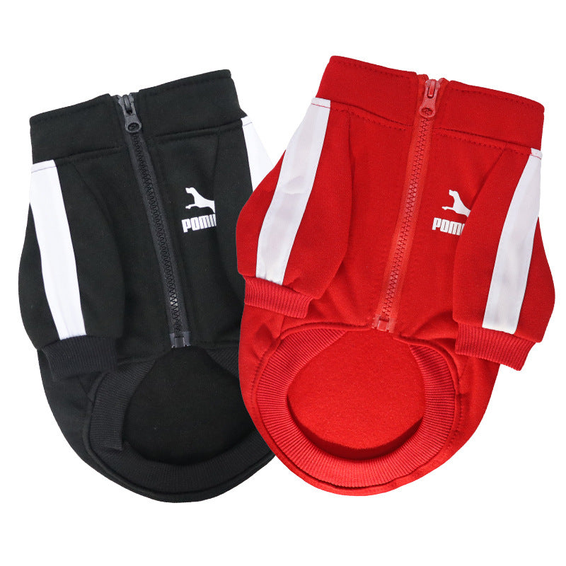 Pet zipper clothes casual trendy brand sweater autumn and winter thin fleece sportswear Teddy Pomeranian clothes wholesale