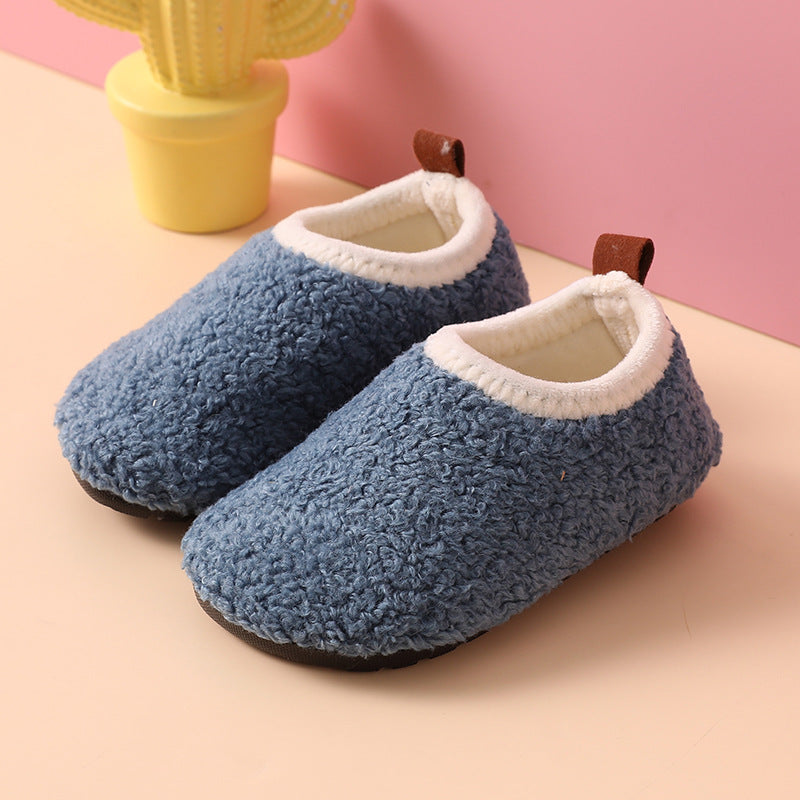 Plush children's men and women's floor socks shoes baby non-slip bottom thickened autumn and winter new cotton shoes indoor home cotton slippers
