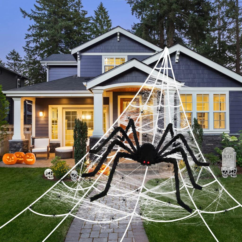 Spider Web Glowing Extra Large Spider Halloween Decoration Props Party Secret Room Tricky Simulation Plush Spider Wholesale