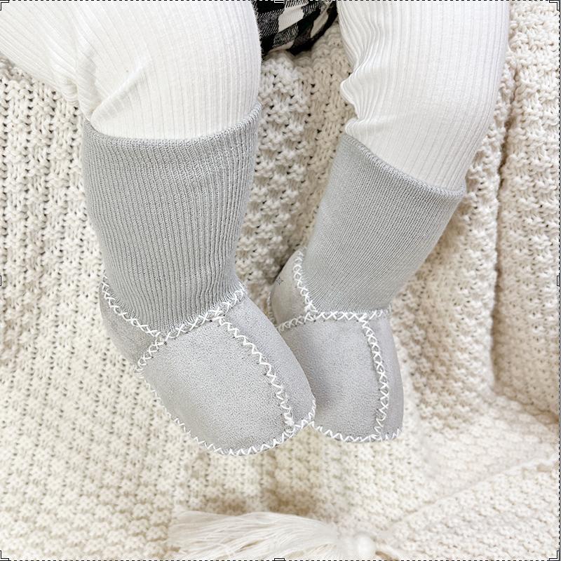 Autumn and winter newborn baby toddler shoes non-slip thickened anti-wool boys and girls do not fall off socks shoes soft sole