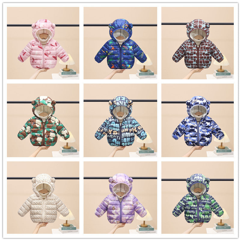 Foreign trade 2025 autumn and winter new cartoon children's down cotton jackets for boys and girls medium and large children's light baby jackets