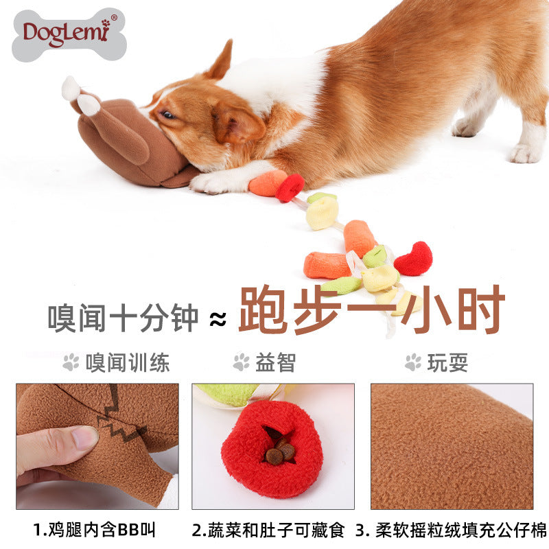 Halloween Roast Turkey Vegetables Sniffing Toys Pets Hiding and Skipping Food Consumption Physical Training Playing Plush Toys