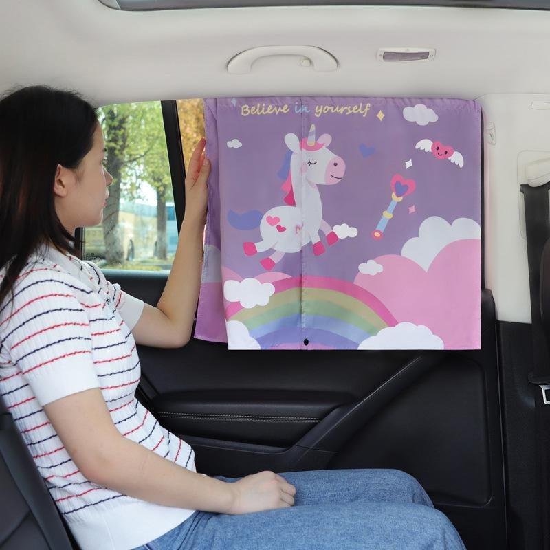Car sunshade sun protection heat insulation visor car window baby light blocking artifact magnetic suction retractable curtain car curtain