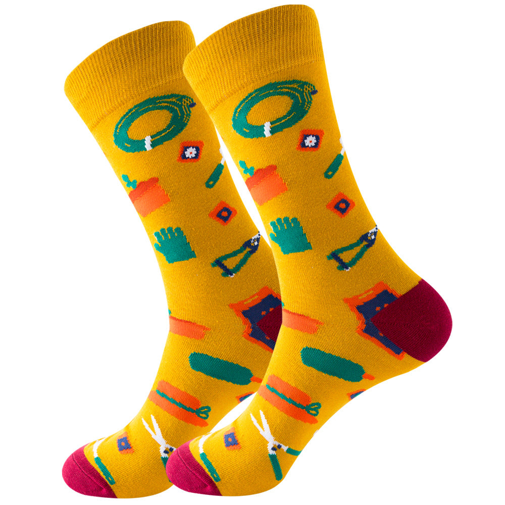 Original design Amazon autumn and winter animal socks astronaut men's socks geometric women's socks Halloween mid-calf socks