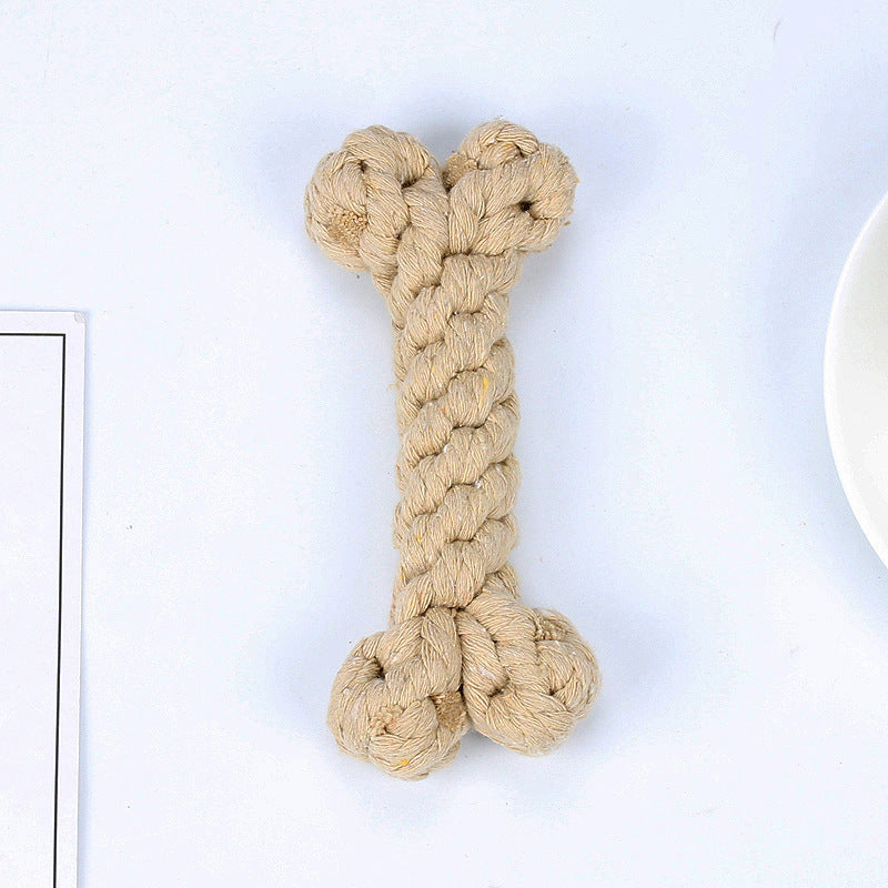 Amazon hot selling pet cotton rope dog toy braided bone shape pet supplies chew-resistant teething dog toy
