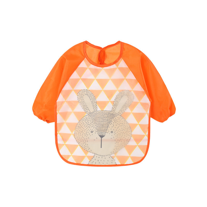 Autumn and winter baby double-layer coveralls children's wash-free meal clothes infant bibs cartoon reverse wear eating clothes drawing clothes