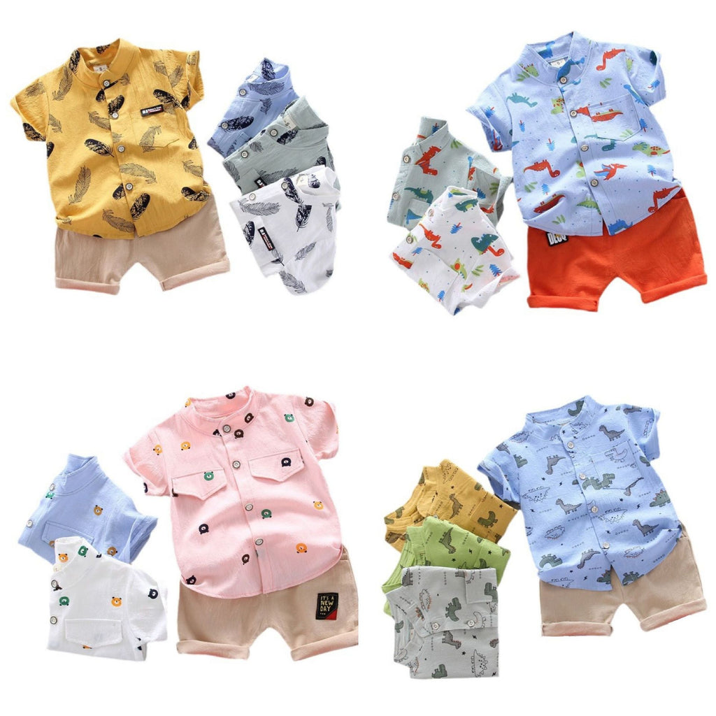 Cross-border children's clothing source manufacturers wholesale summer Korean version of thin baby suits cartoon trendy casual two-piece suits