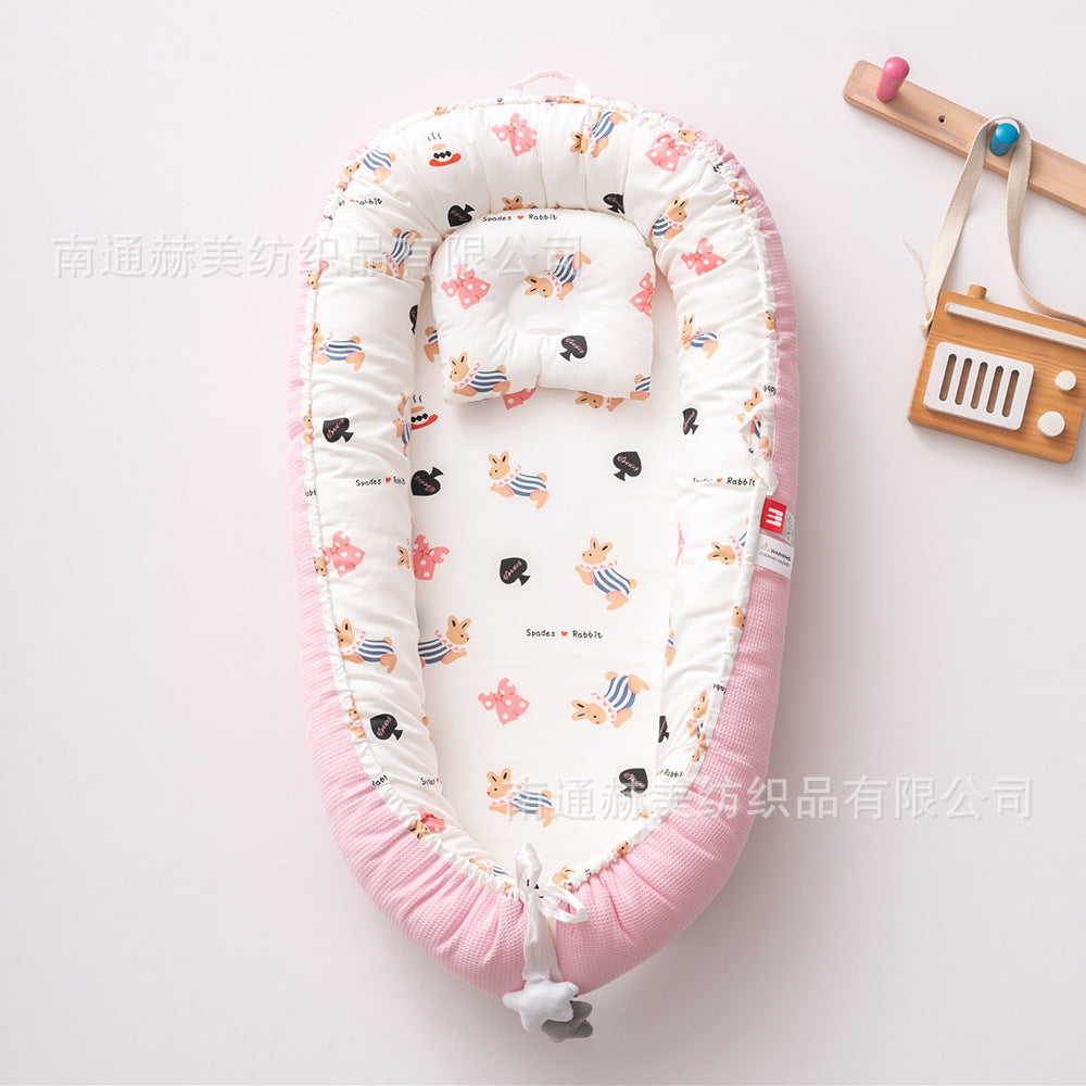 Hemei honeycomb breathable detachable and washable portable baby bed mid-bed bionic baby nest baby pillow travel baby bed