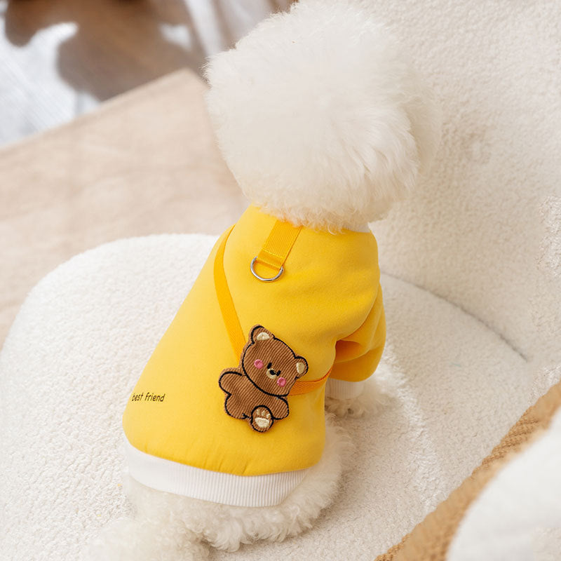 Autumn and winter dog clothes cartoon bear shoulder bag sweatshirt Teddy bear panda universal thin pet clothing