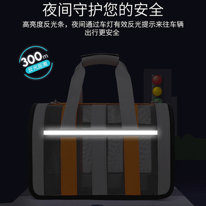 Cat bag portable large space pet handbag mesh breathable foldable cat and dog outing pet bag