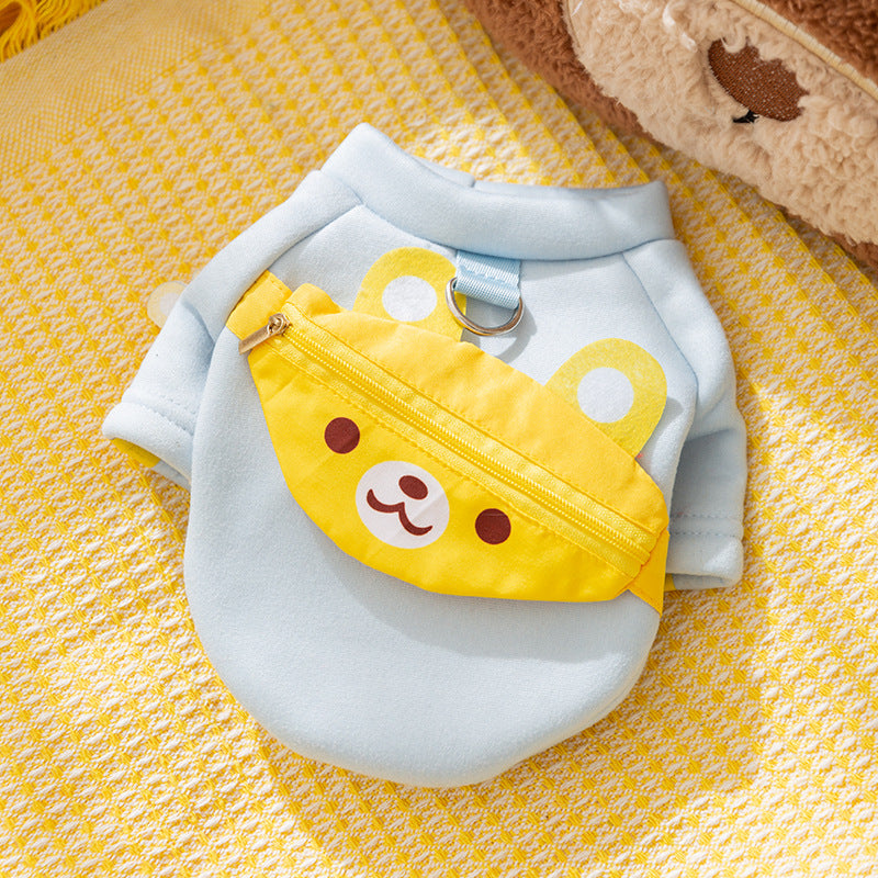 Autumn and winter dog clothes cartoon bear shoulder bag sweatshirt Teddy bear panda universal thin pet clothing