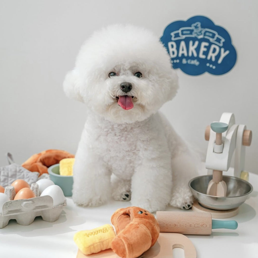 Korean butter croissant hidden food sniffing toy foreign trade pet dog BB barking sound bread plush toy spot