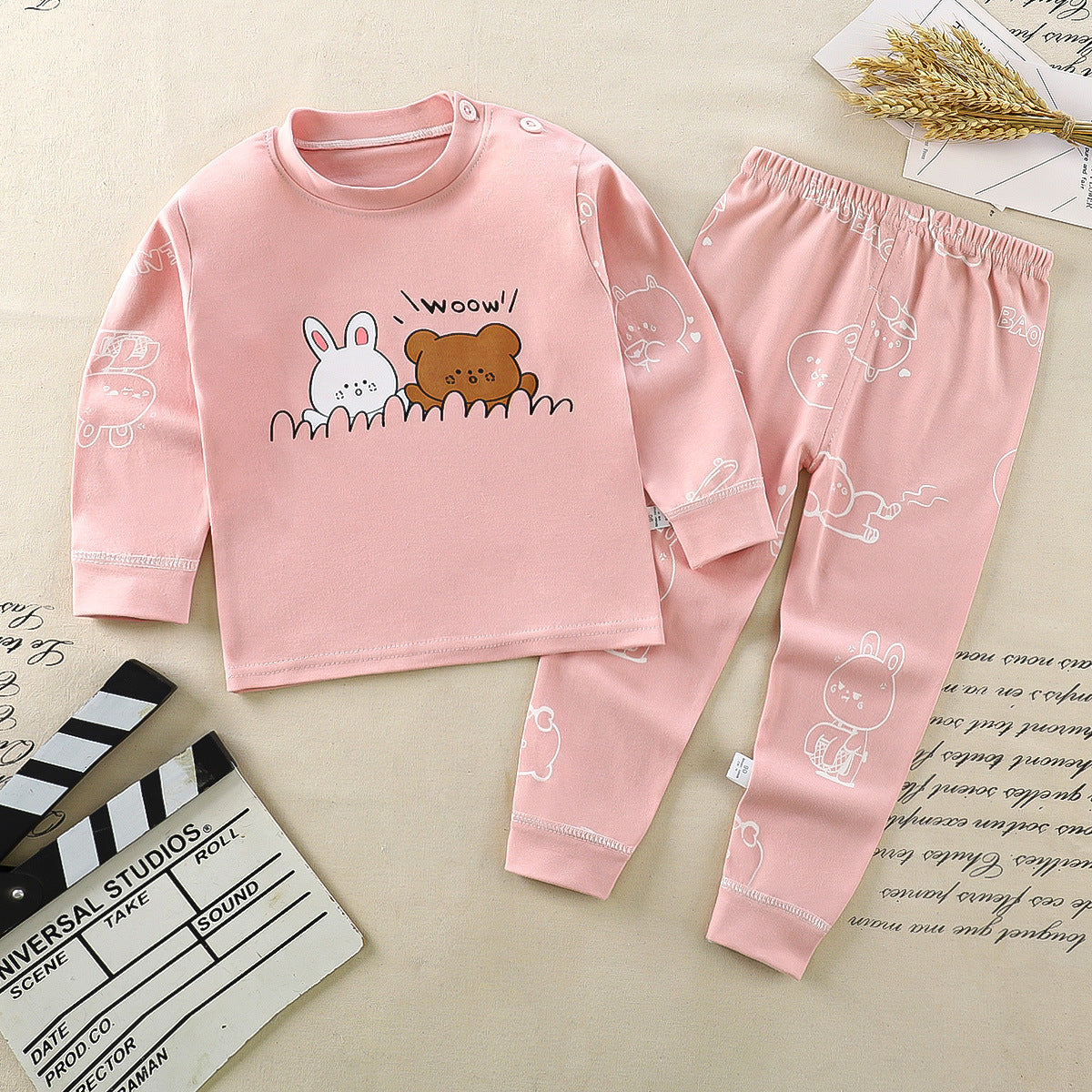 Children's underwear set cotton pajamas girls baby long johns cotton boys home clothes children's clothing wholesale